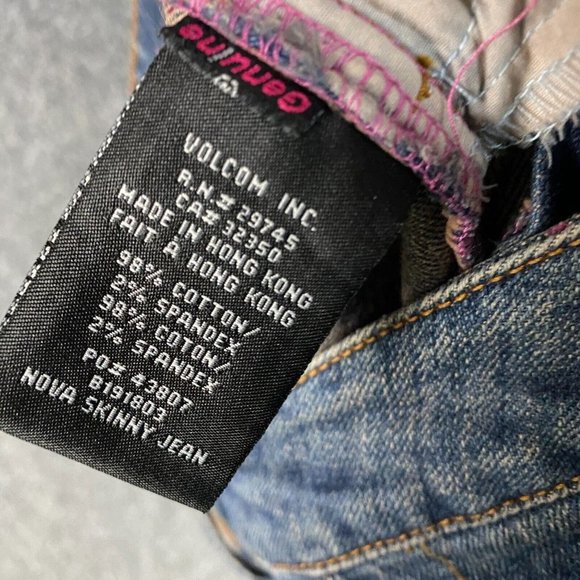 Volcom Straight Leg Skinny Jeans Women's Size 9 Denim Cotton Mid Rise - Picture 11 of 12